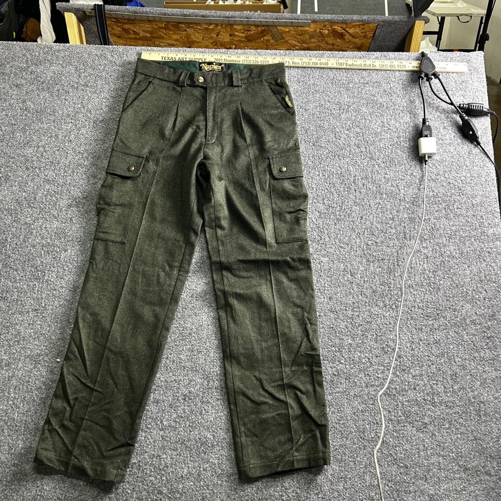 Napier Cargo Pants Mens Size 32x31 Green Wool Blend Pleated Military Outdoor